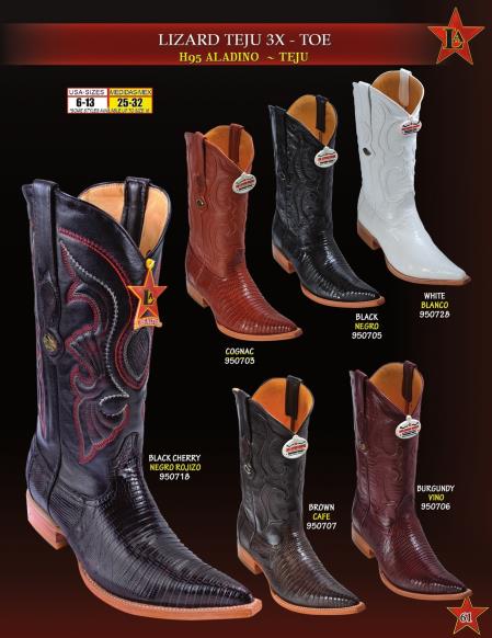 Mensusa Products Los Altos Men's 3X Toe Genuine Teju Lizard Cowboy Western Boots Diff. Colors
