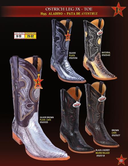 Mensusa Products Los Altos Men's 3X Toe Genuine Ostrich Leg Cowboy Western Boots Diff. Colors