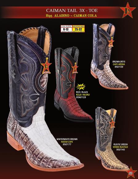 Mensusa Products Los Altos Men's 3X Toe Genuine Caiman TaCowboy Western Boots Diff. Colors