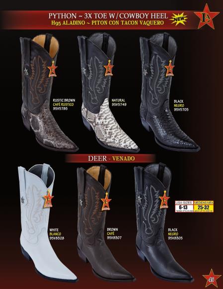 Mensusa Products Los Altos Men's 3X Toe Genuine Python & Deer w/ Cowboy Heel Western Boots