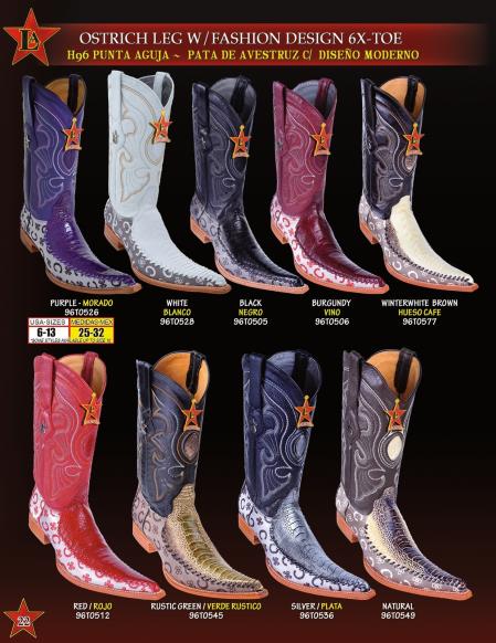 Mensusa Products Los Altos Men's 6X Toe Genuine Ostrich Leg Fashion Design Cowboy Western Boots