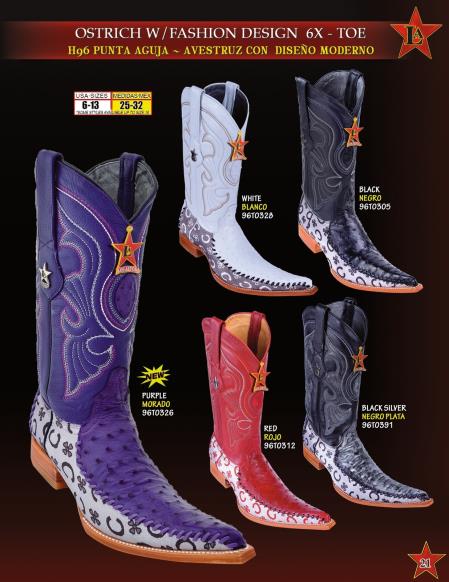 Mensusa Products Los Altos Men's 6X Toe Genuine Ostrich Fashion Design Cowboy Western Boots