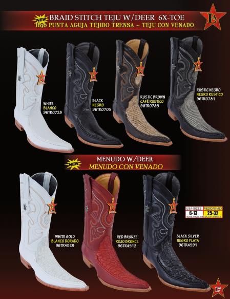 Mensusa Products Los Altos Men's 6X Toe Genuine Teju/Menudo Braid Stitch Cowboy Western Boots
