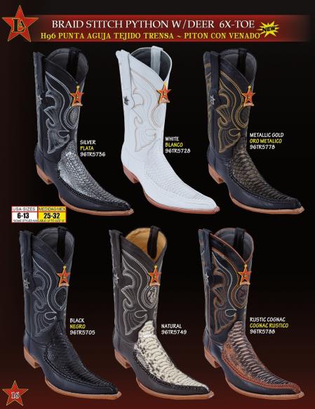 Mensusa Products Los Altos Men's 6X Toe Genuine Python/Deer Braid Stitch Cowboy Western Boots