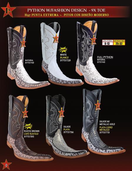 Mensusa Products Los Altos Men's 9X Toe Genuine Python Cowboy Western Fashion Design Boots