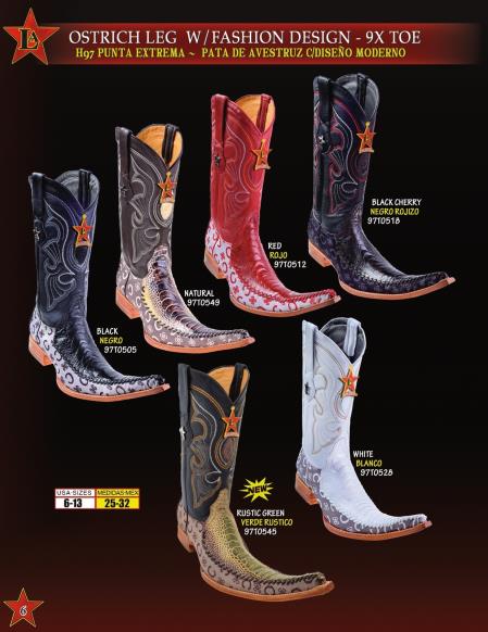 Mensusa Products Los Altos Men's 9X Toe Genuine Ostrich Leg Cowboy Western Fashion Design Boots