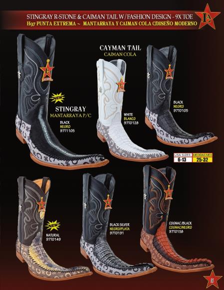 Mensusa Products Los Altos Men's 9X Toe Genuine Stingray/Caiman TaCowboy Western Fashion Boots