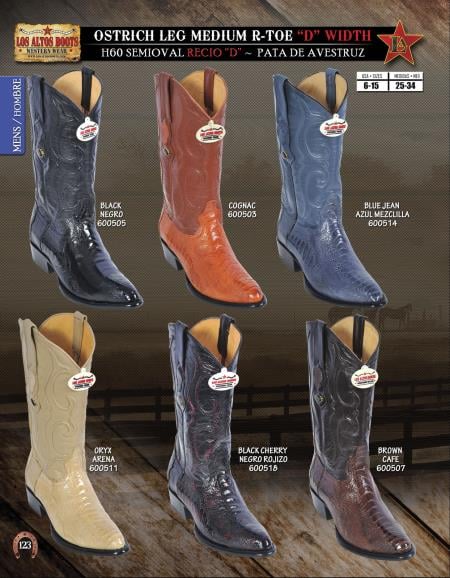 Mensusa Products Los Altos RToe Ostrich Leg D Width Men's Western Cowboy Boot Diff.Color/Size