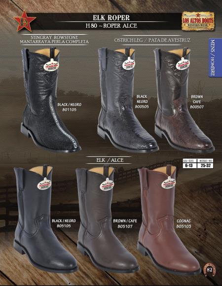 Mensusa Products Los Altos Stingray/Ostrich/Elk Roper Men's Western Cowboy Boot Diff.Colors/Sizes