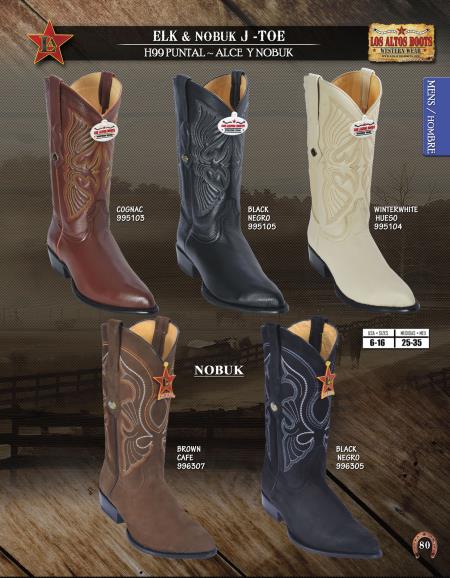 Mensusa Products Los Altos JToe Genuine Elk/Nobuk Men's Western Cowboy Boot Diff.Colors/Sizes