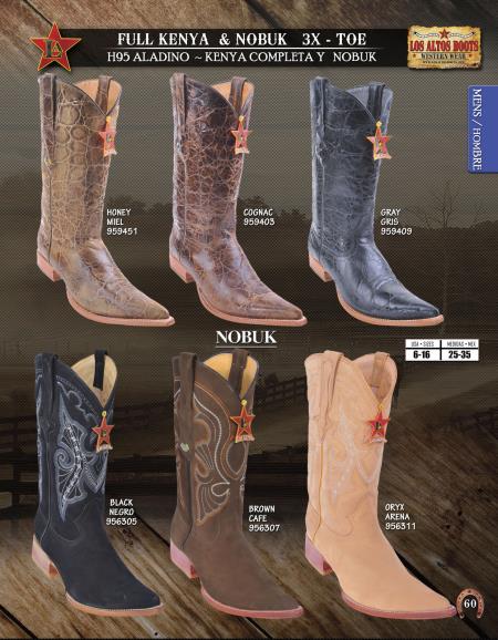 Mensusa Products Los Altos XXXToe Genuine Nobuk/Leather Mens Western Cowboy Boot Diff.Color/Size