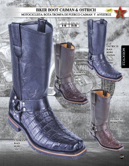 Mensusa Products Los Altos Genuine Caiman/Ostrich Men's Western Biker Boots Diff. Colors/Sizes