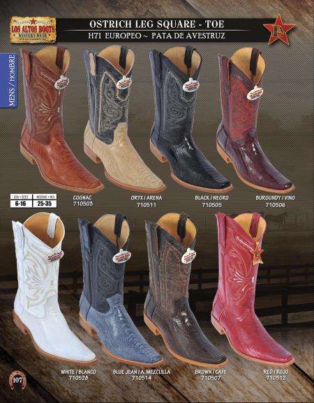 Mensusa Products Los Altos SquareToe Ostrich Leg Men's Western Cowboy Boots Diff. Colors/Sizes
