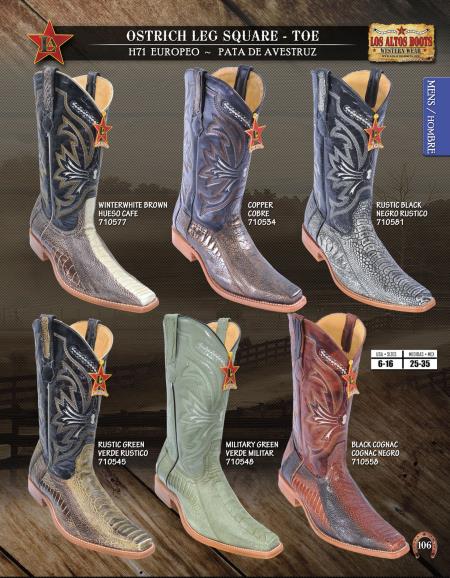 Mensusa Products Los Altos SquareToe Ostrich Leg Men's Western Cowboy Boots Diff. Colors/Sizes 236