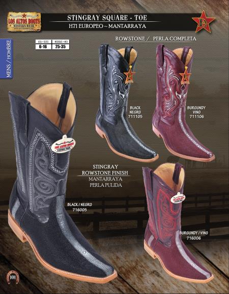 Mensusa Products Los Altos SquareToe Stingray Men's Western Cowboy Boots Diff.Colors/Sizes 360