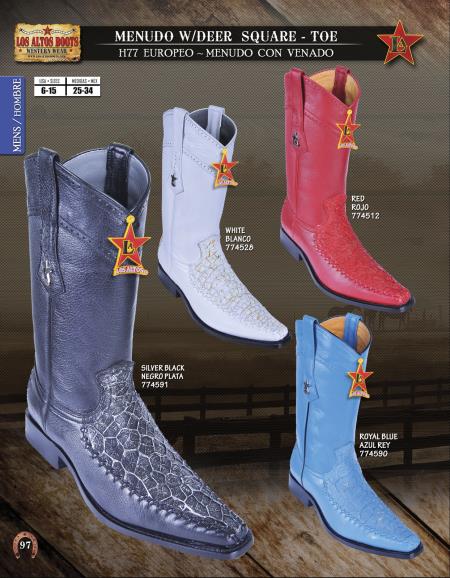 Mensusa Products Los Altos SquareToe Menudo W/ Deer Mens Western Cowboy Boots Diff. Colors/Sizes 246