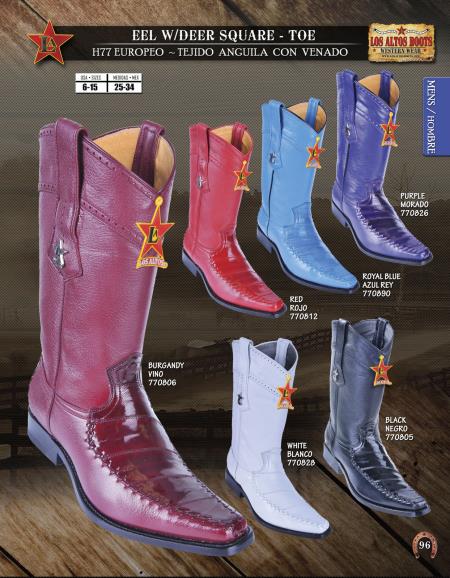 Mensusa Products Los Altos SquareToe Eel W/ Deer Men's Western Cowboy Boots Diff. Colors/Sizes 246