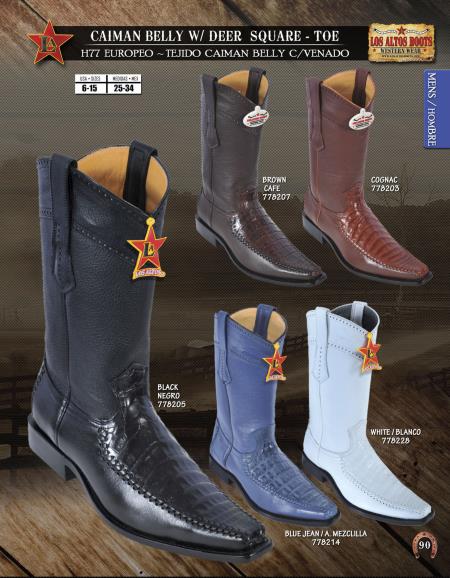 Mensusa Products Los Altos SquareToe Caiman W/Deer Men's Western Cowboy Boot Diff.Colors/Sizes