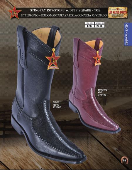 Mensusa Products Los Altos SquareToe Stingray W/Deer Men's Western Cowboy Boot Diff.Colors/Sizes