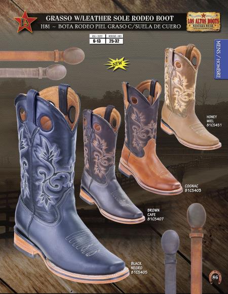 Los Altos Grasso w/ Leather Sole Rodeo Men's Cowboy Boots Diff. Colors/Sizes 