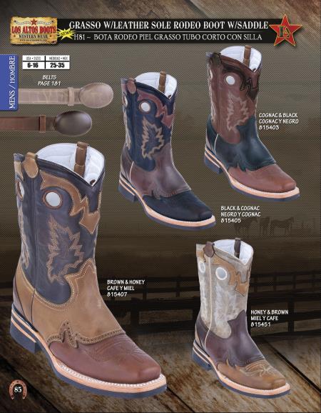 Mensusa Products Los Altos Men's Grasso w/ Leather Sole Rodeo Boot w/ Saddle Diff. Colors/Sizes