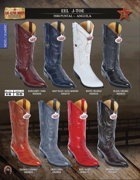 Mensusa Products Los Altos JToe Genuine Eel Men's Western Cowboy Boots Diff. Colors/Sizes