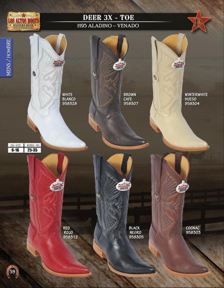 Mensusa Products Los Altos XXXToe Genuine Deer Men's Western Cowboy Boots Diff. Colors/Sizes