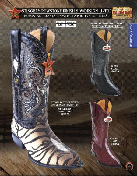 Mensusa Products Los Altos JToe Stingray Rowstone Men's Western Cowboy Boots Diff. Colors/Sizes