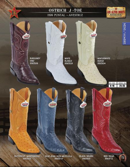 Mensusa Products Los Altos JToe Genuine Ostrich Men's Western Cowboy Boots Diff. Colors/Sizes