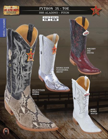 Los Altos XXXToe Genuine Python Men's Western Cowboy Boots Diff. Colors/Sizes 208