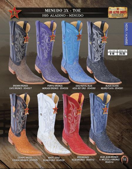 Los Altos XXXToe Genuine Menudo Men's Western Cowboy Boots Diff. Colors/Sizes