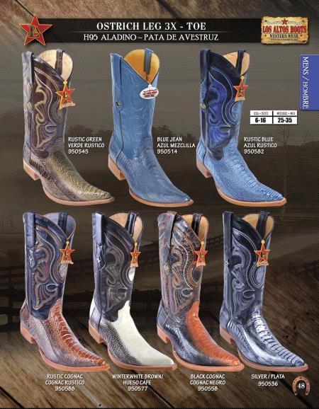 Mensusa Products Los Altos XXXToe Genuine Ostrich Leg Mens Western Cowboy Boot Diff.Colors/Sizes 228