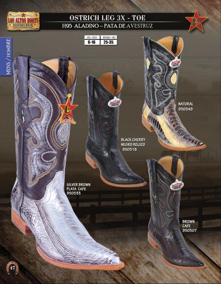 Mensusa Products Los Altos XXXToe Genuine Ostrich Leg Mens Western Cowboy Boot Diff.Colors/Sizes 228