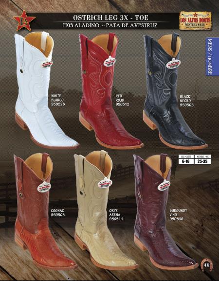Mensusa Products Los Altos 3X Toe Genuine Ostrich Leg Mens Western Cowboy Boots Diff.Colors/Sizes 216