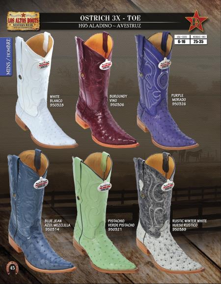 Mensusa Products Los Altos 3X Toe Genuine Ostrich Men's Western Cowboy Boots Diff. Colors/Sizes