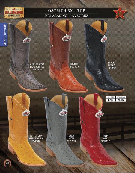 Mensusa Products Los Altos 3X Toe Genuine Ostrich Men's Western Cowboy Boots Diff. Colors/Sizes 331