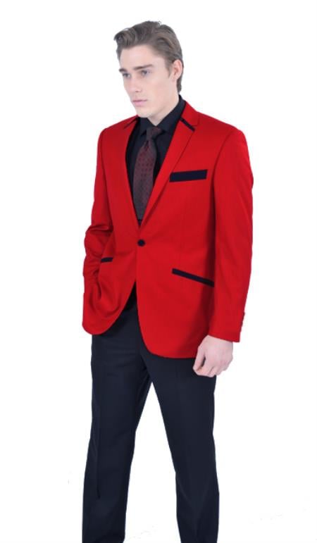 Mensusa Products Mens 1 Button Red Hot Party Tuxedo