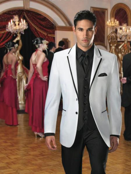 Mensusa Products 2 Button Colored Tuxedo or Formal Suit & Blazer with Black Edge Trim595