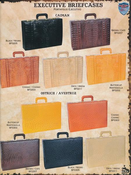 Mensusa Products Full Genuine Caiman & Ostrich Hard Business Briefcases Diff. Colors