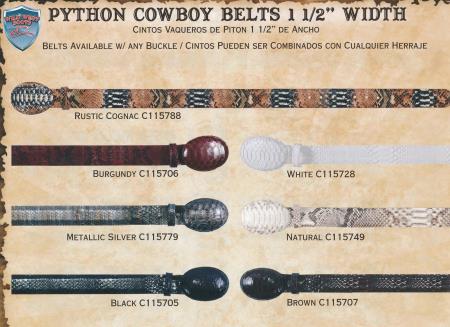 Mensusa Products Genuine Python Western Cowboy Belt 1.5