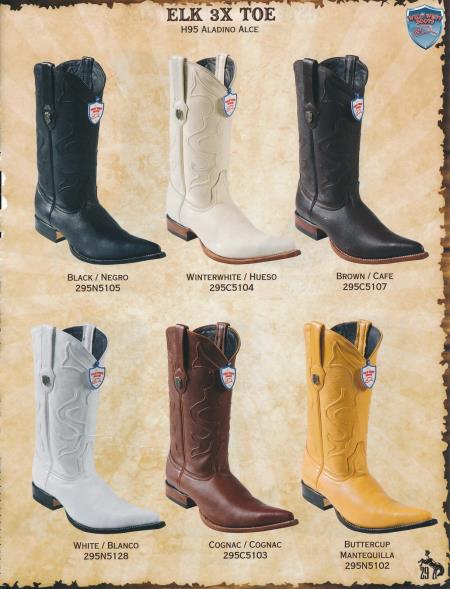 Mensusa Products XXXToe Genuine Elk Men's Cowboy Western Boots Diff. Colors/Sizes