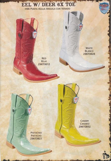 Mensusa Products 6XToe Genuine Eel W/ Deer Men's Cowboy Boots Diff. Colors/Sizes