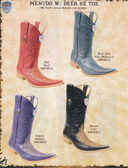 Mensusa Products 6XToe Menudo W/ Deer Men's Cowboy Boots Diff. Colors/Sizes