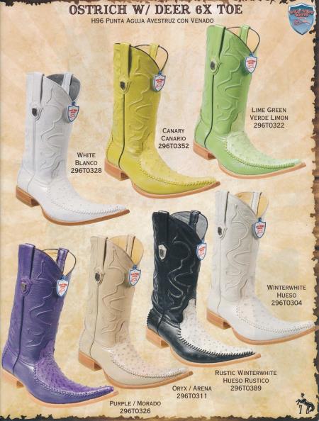Mensusa Products 6XToe Ostrich W/Deer Men's Western Cowboy Boot Diff.Color/Sizes