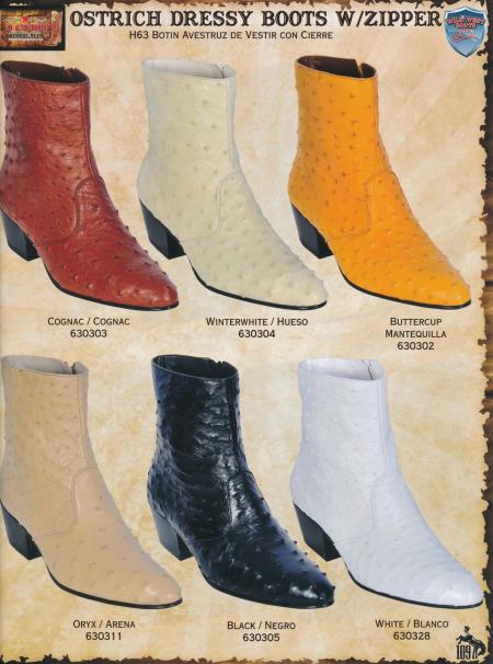Mensusa Products Genuine Ostrich Men's Western Dressy Boots w/ Zipper Diff.Colors/Sizes