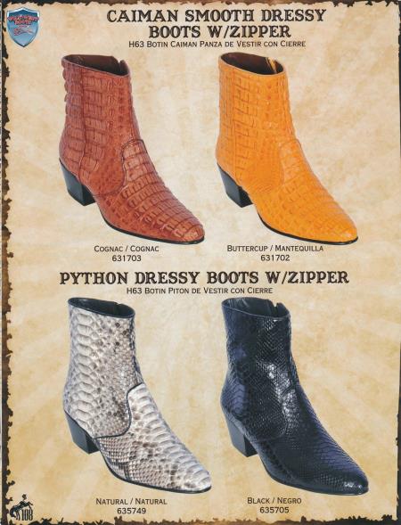Mensusa Products Genuine Caiman/Python Men's Dressy Boots w/ Zipper Diff. Colors/Sizes