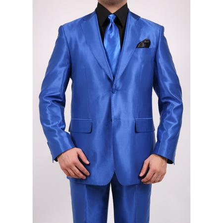 Mensusa Products Men's Royal Blue TwoButton 2Piece Slim Fit Suit