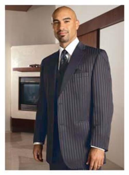 Mensusa Products 2 Button Charcoal Stripe Tuxedo