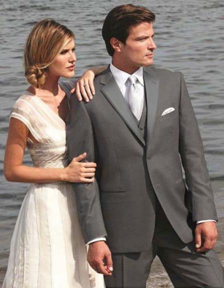 Mensusa Products Stunning Dark Gray Two Button Tuxedo
