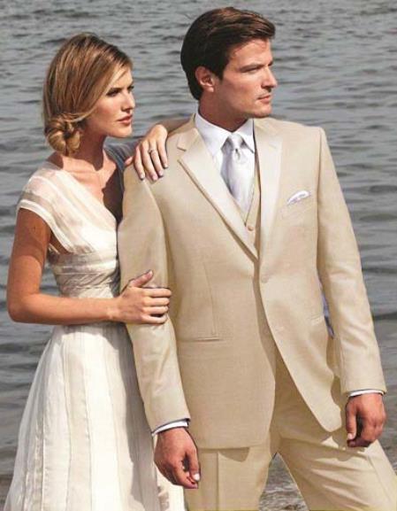 Mensusa Products Stunning Beige Two Button Tuxedo